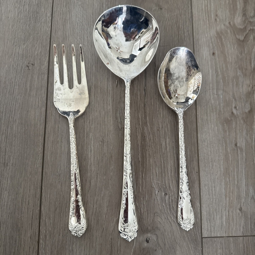 Wm Rogers & Son Enchanted Rose Gold Electroplate‎ 3-Piece Serving/Hostess Set